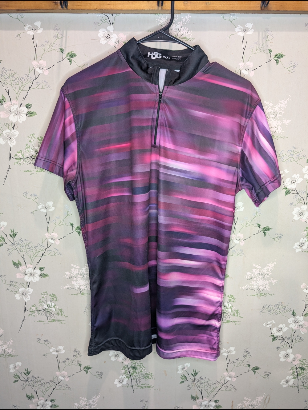 H5G Women’s Purple Stripe Short Sleeve Bowling Jersey